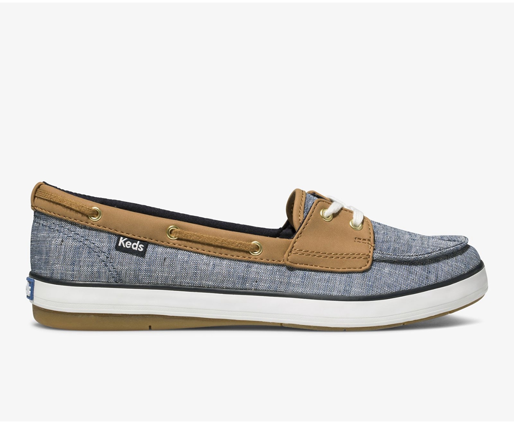 Slip Ons Keds Mujer Azul Marino - Charter Airy Chambray - 4163-GMBFO